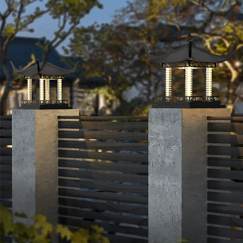 Solar powered post cap lights - outdoor waterproof garden lights for pillars, gates, and fences - villa column lights