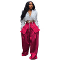 spring/summer new fashion women's casual wide-leg pants with detachable 3d pockets - instagram style