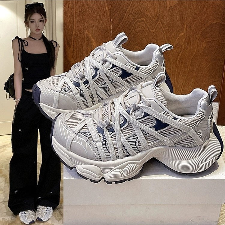 Thick sole strap dad shoes women's 2026 spring new petites heightened slimming lookeasiest for match lightweight sports casual shoes