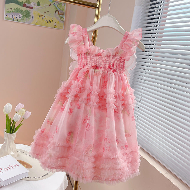 Girls' summer dress - butterfly fairy tutu dress for little girls - mesh princess dress