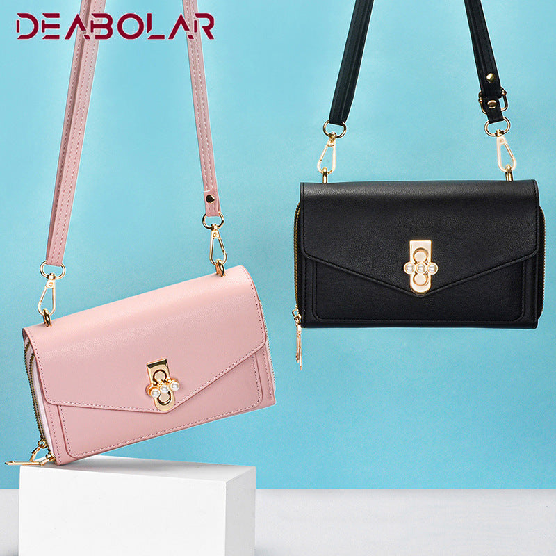 Mobile phone bag new mini messenger small bag Japan and Korea fashion shoulder bag messenger bag double zipper wallet women