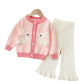Girls' knitted cardigan sweater set -  autumn/winter new collection - cartoon rabbit design, perfect for little girls