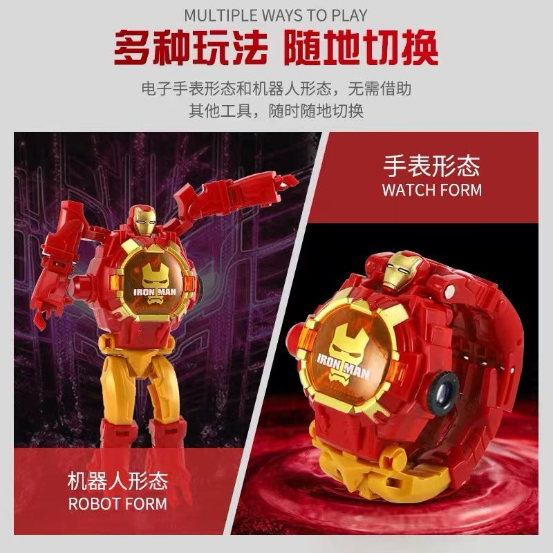 Kids' electronic watch projector transforming toy watch - creative gift for elementary school students - robot educational luminous watch