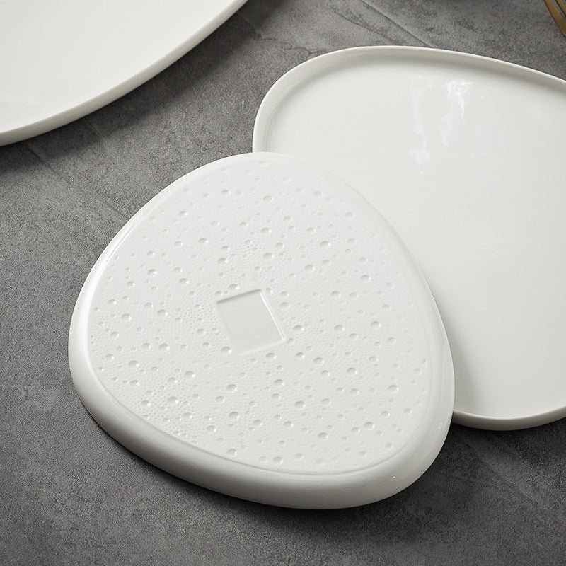 Pure white special-shaped ceramic plate for homeasymmetrical dish plate triangular steak plate western restaurant casual plate kitchen