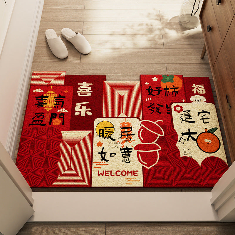 Entrance door floor mat, door mat, red door mat, new house, housewarming, new arrival, soft suede door carpet