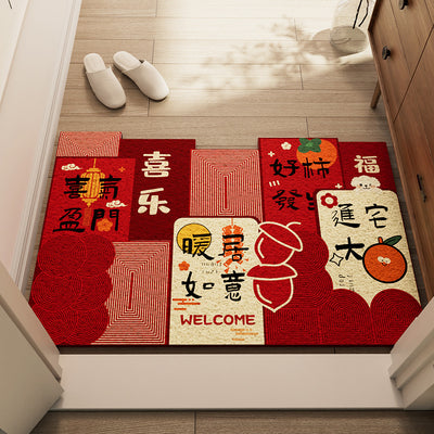 Entrance door floor mat, door mat, red door mat, new house, housewarming, new arrival, soft suede door carpet