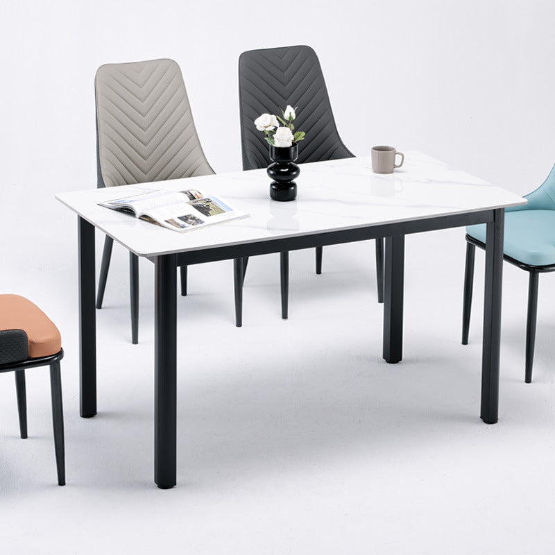 Modern minimalist sintered stone dining table - rectangular home dining table - direct from factory - small space minimalist fan-shaped leg table