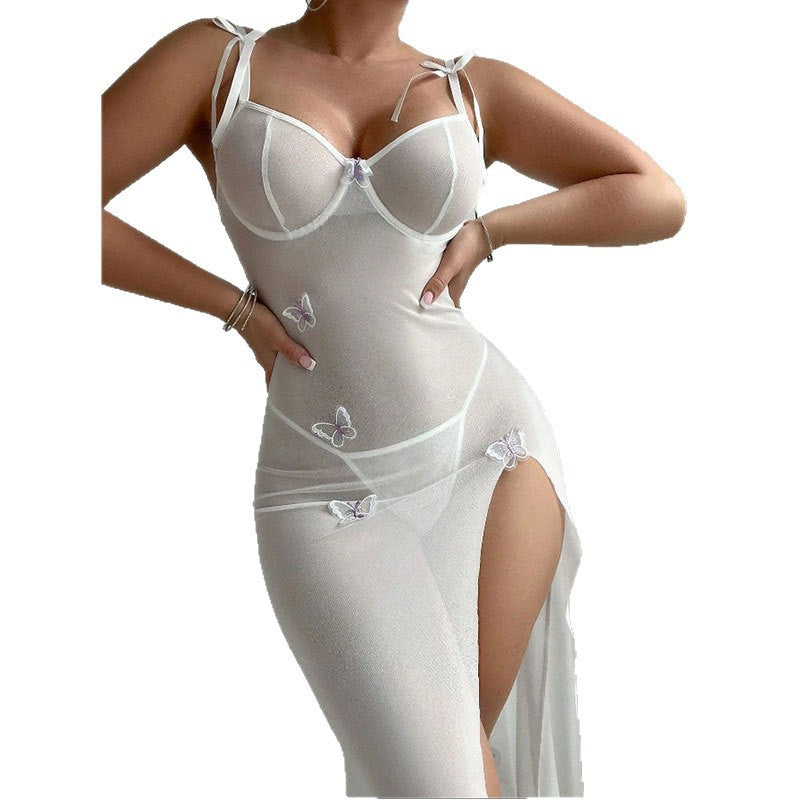summer new arrivals: sexy see-through maxi dress with high slit and lace detail - european and american style for export