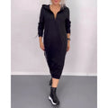 fall/winter new arrivals: european and american fashion slit letter print hooded long sleeve dress - women's apparel