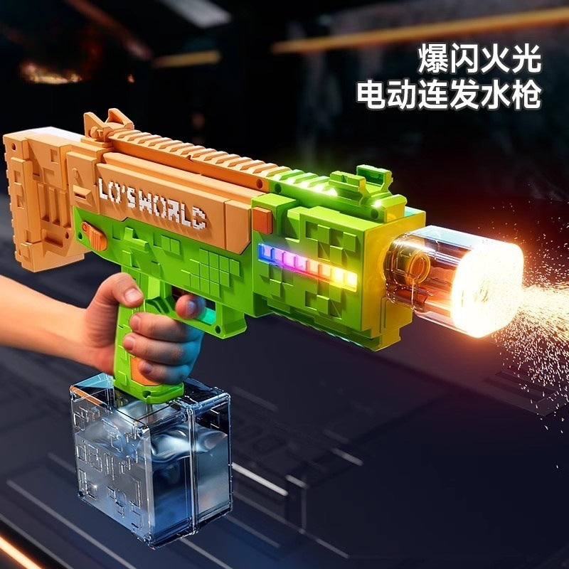 Summer kids' light-up electric automatic water gun - long range, high capacity, outdoor beach water spray toy