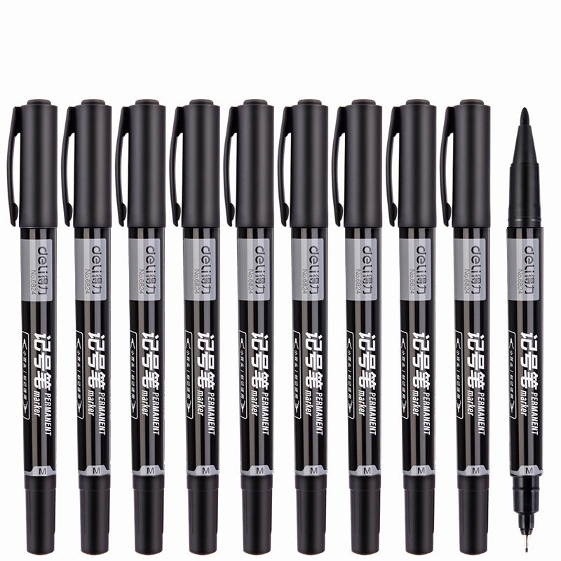 Deli 12 pcs double-ended marker, rough oil pen, thin hook pen, CD disc pen, express pen, mark pen wholesale