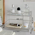 Multifunctional desktop vanity organizer - makeup storage, cup holder, tiered shelf, stainless steel storage rack
