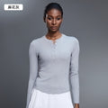 Autumn casual versatile henley shirt modal skin-friendly activewear top fitness yoga long sleeve t-shirt women's d25146