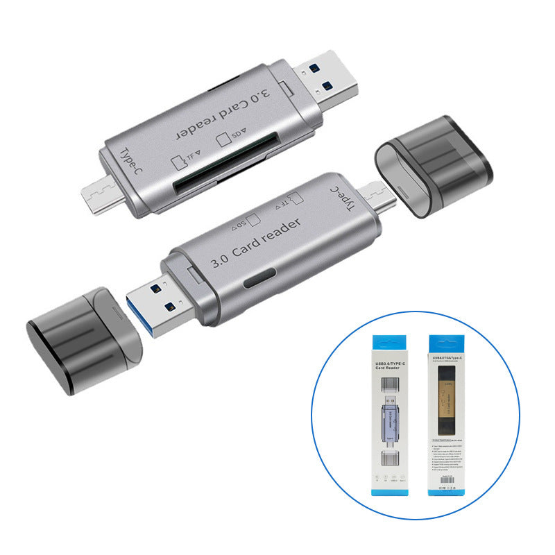 New usb 3.0 type-c to sd/tf card dual-head reader, compatible with mobile phones, cameras, and computers via otg. supports dual card reading