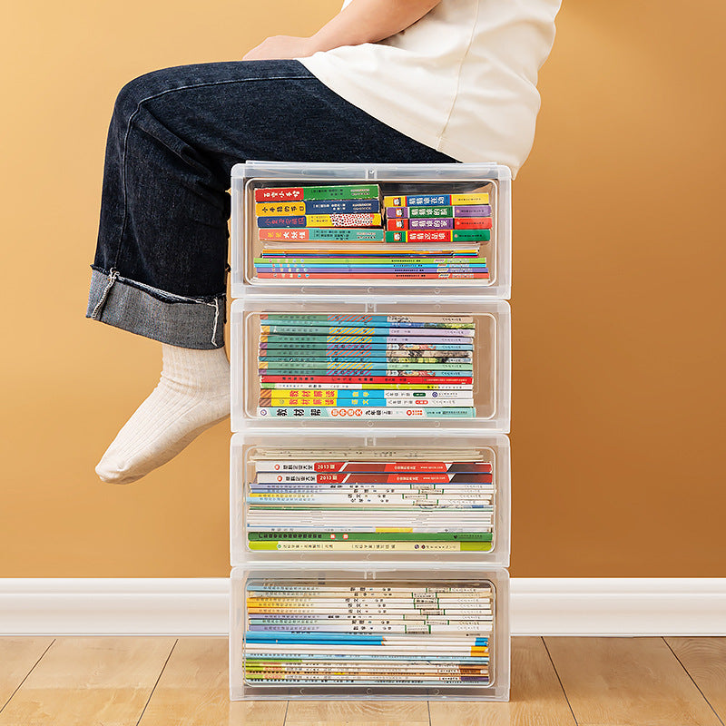 Flip book box Desktop foldable storage box Student books Book storage box Can be stacked with transparent storage box