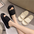K-stylethick sole slippers for women 2024new arrival feeling of stepping on shit popularvelcroplaidcasualoutwear one-line sandals