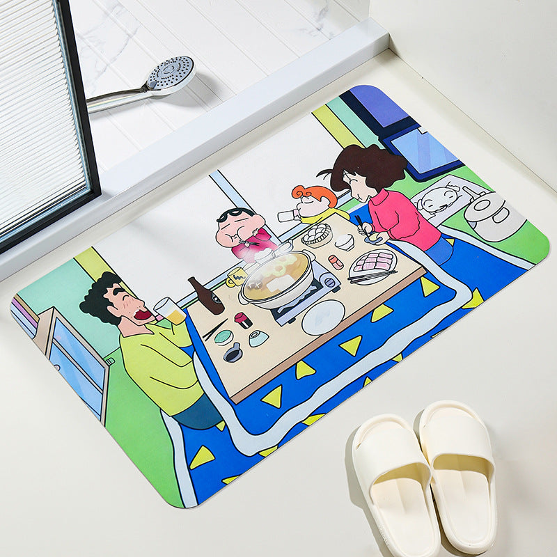 Stitch oil painting original floor mat household bathroom cartoon non-slip door mat little monster cartoon student hot-selling floor mat