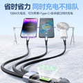 100w braided 3-in-1 fast charging cable - compatible with android, apple, huawei, and xiaomi phones