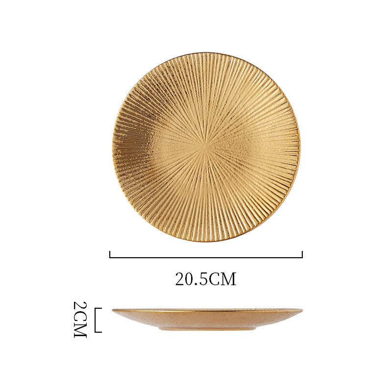 Insaccessible luxury ceramic western dinner plate retro ceramic restaurant for home shallow plate japanese ceramic good-looking dish plate