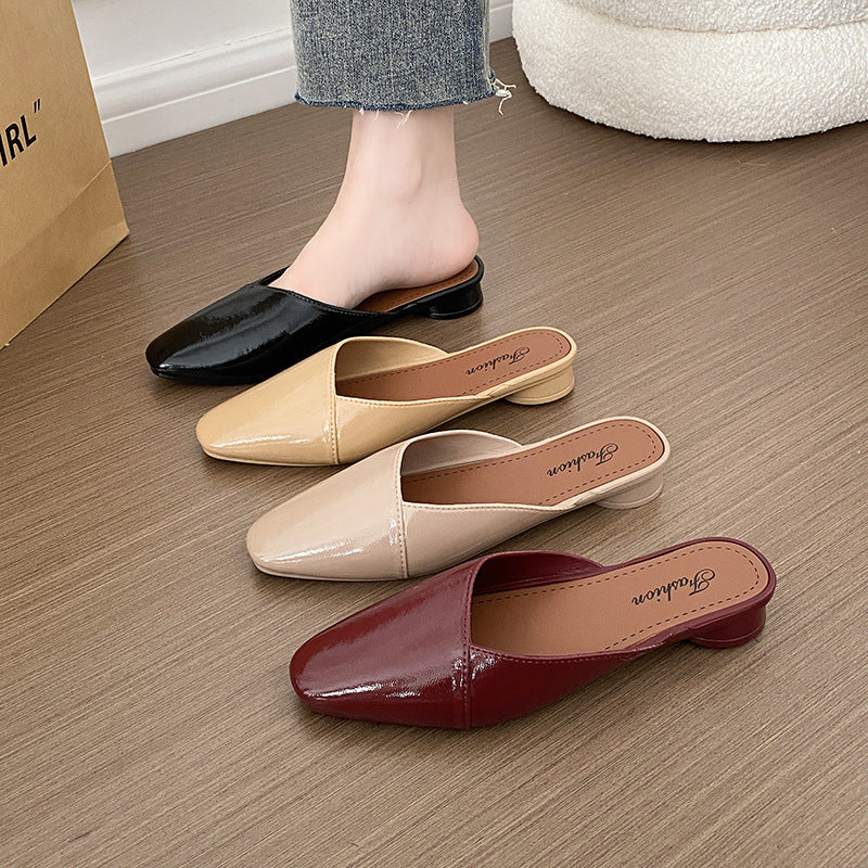 baotou half-drag outer wear sandals for women summer thick heel heightening non-slip crystal shoes lazy baotou half-drag women's export