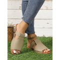 European and american plus size open-toe flat sandals - women's summer new solid color peep-toe beach slippers -