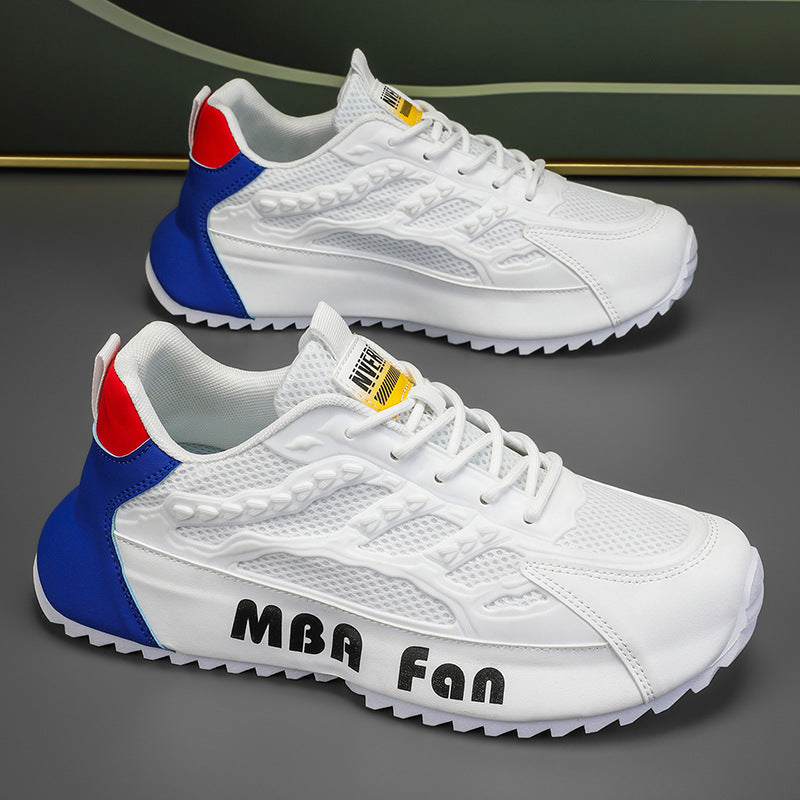 Men's shoes 2025 new winter mesh versatile breathable athletic casual white sneakers height increasing running dad shoes
