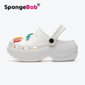 Spongebob squarepants thick sole crocs women's summer outwear non-slip heightening fairy style beach two-wear toe-cap half slippers
