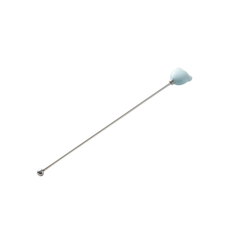 Candy-colored ceramic bear head stirring stick - anti-scald, high-style coffee stirrer & 304 stainless steel wine stirrer