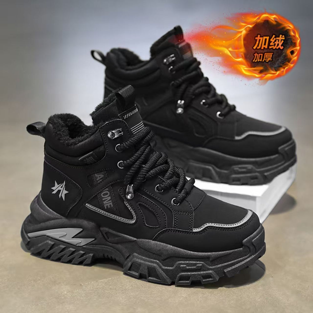 High-top men's shoes winter2025new arrivalfleece-linedheattechthickened cotton shoes sports dad shoes northeast outdoor snow boots