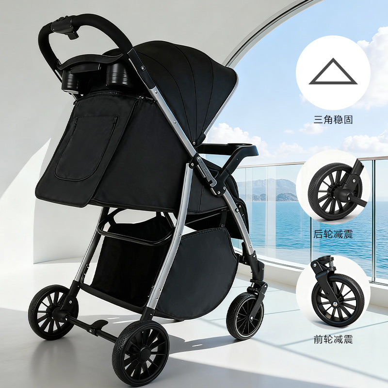 Baby stroller - reclining, multi-functional, one-button fold, two-way, lightweight, convertible rocking stroller