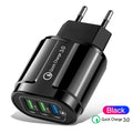 Qc3.0 single port fast charging dual usb phone charger, triple usb fast charging adapter, multi-port charging head, 18w charger