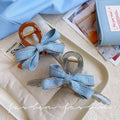 Korean new fashion back of head blue denim bow transparent gray hair clip claw clip shark clip hair accessories for women