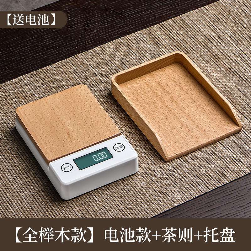 Tea digital scale walnut wood tea scale solid wood kitchen scale gram scale food scale tea set accessories rechargeable mini tea scale