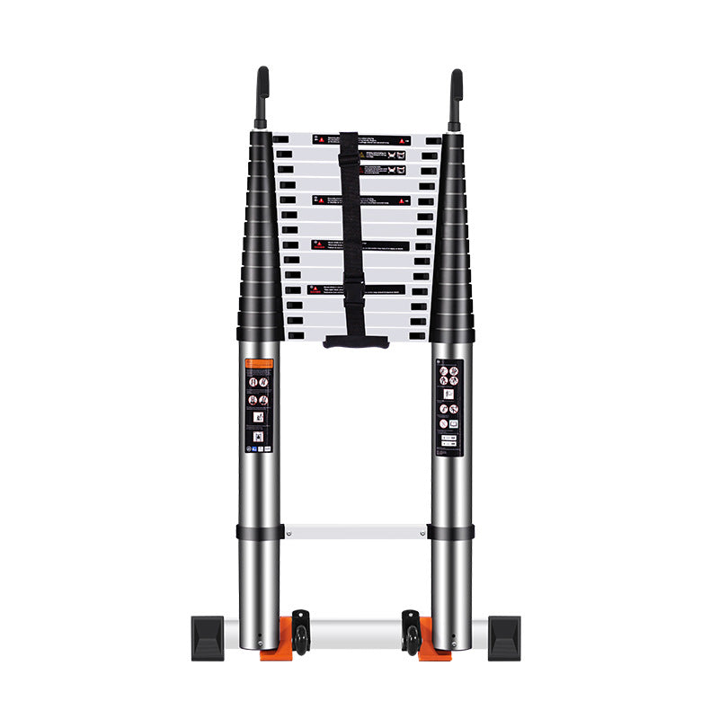 Manufacturer wholesale aluminum alloy with hook single-sided telescopic ladder household wall straight ladder convenient with wheel lift attic ladder