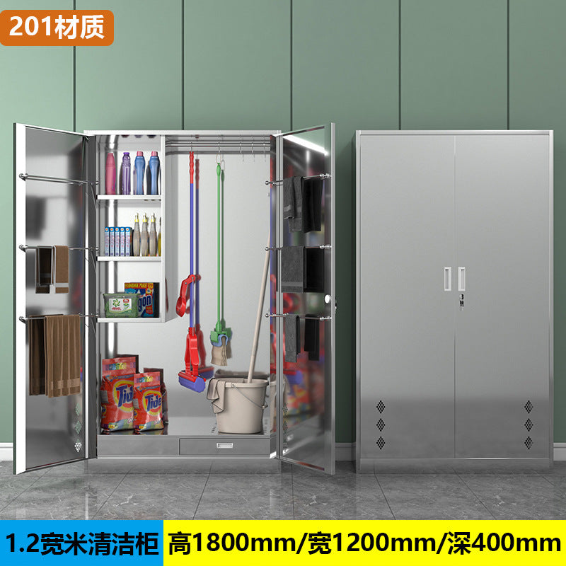 Stainless steel cleaning cabinet household school hygiene cleaning cabinet classroom balcony mop broom tool storage cabinet