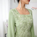 European and american cross-border  hot-selling embroidered maxi dress: sheer mesh floral long sleeve, slimming and figure-flattering, chinese style dress
