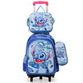 New arrival concave and convex leather primary school student pull rod school bag for grades 3 to 6 kids cartoon three-piece set backpack in stock
