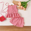 Children's clothing  fashion children's clothing cross-border red plaid tops+shortssuit