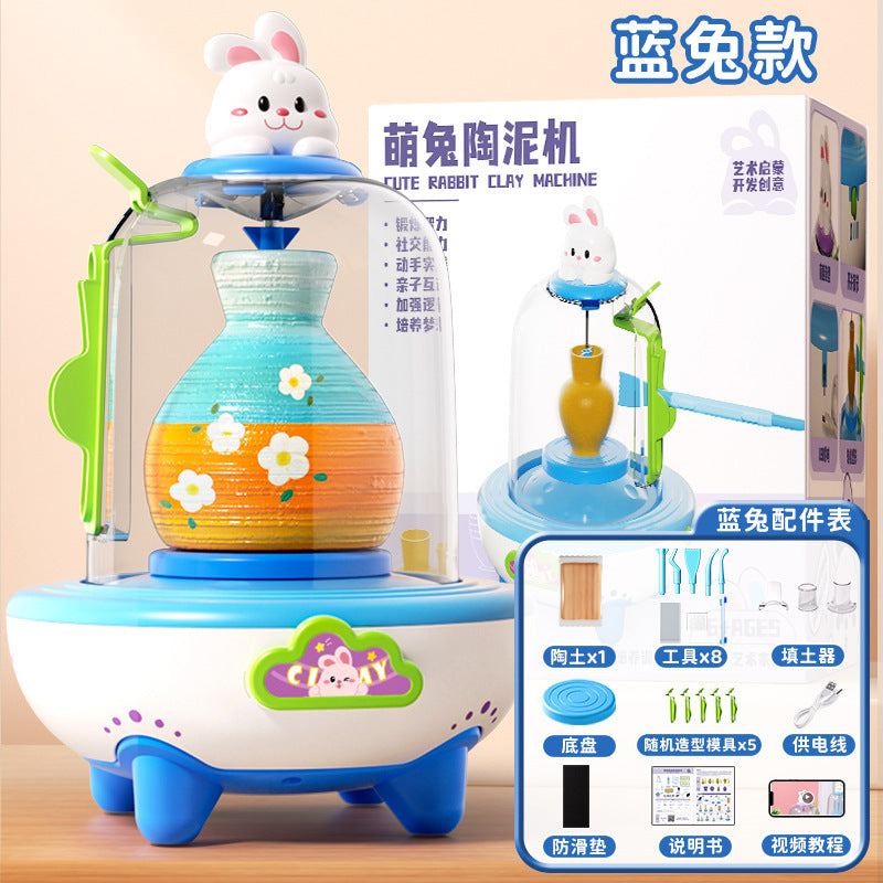 Electric mini pottery wheel kit for kids - diy clay sculpting set - no firing required - perfect toy & gift for elementary school students