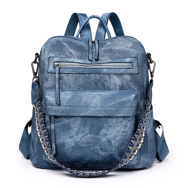 跨境backpack bags双肩包女PU软皮百搭大容量两用单肩包女士背包