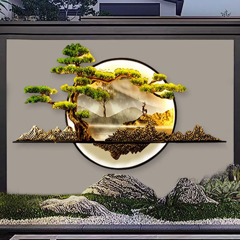 New chinoiserie outdoor waterproof wall lamp solar villa courtyard lamp outdoor wall background shadow wall landscape wall lamp