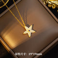 European and american cross-border popular titanium steel five-pointed star necklace for women, light luxury full diamond, high-end copper, slightly inlaid sweater chain jewelry