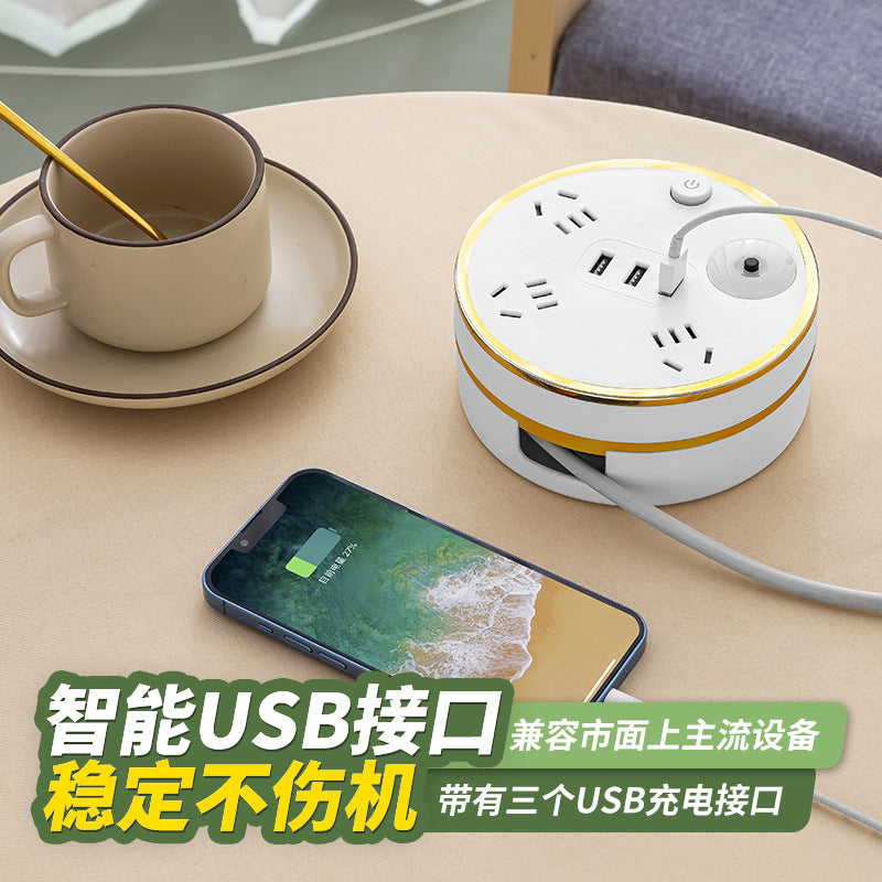 Retractable student power strip - multi-function, multi-outlet usb charging station for office, home, and dorm use - corded power strip