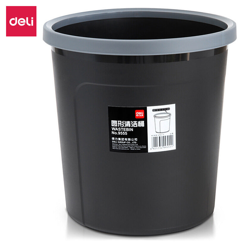 Deli 9555 trash can, office shredded paper wastebasket round confetti shell box trash can cleaning bucket wholesale