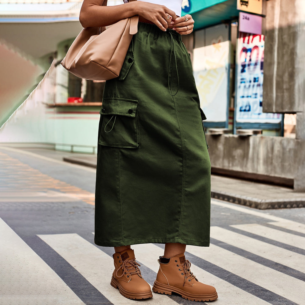 European and american cross-border e-commerce women's apparel: new heavy-duty drawstring design denim work skirt/utility skirt for independent websites and