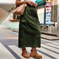 European and american cross-border e-commerce women's apparel: new heavy-duty drawstring design denim work skirt/utility skirt for independent websites and