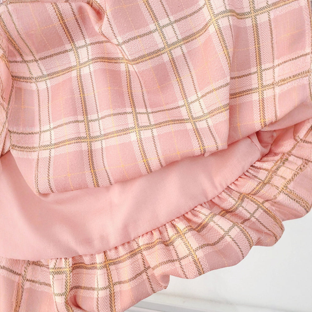 Girls' long-sleeve dress - spring/autumn collection - baby & toddler - cartoon mushroom & gingham floral print - tulip princess dress