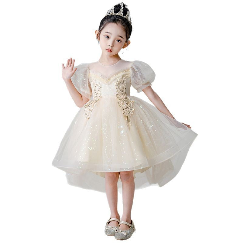 Girls' train dress, stylish children's princess dress, new baby catwalk piano performance clothes, in stock wholesale