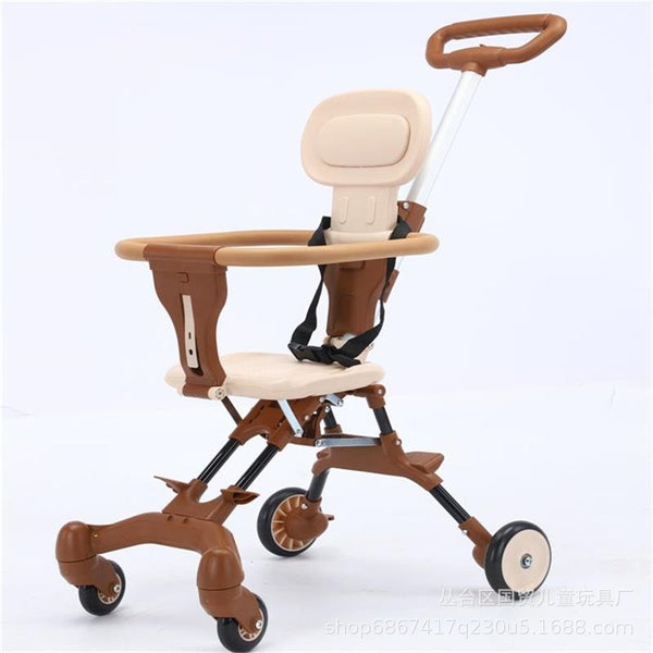 Baby walking artifact four-wheeled stroller, light, one-click folding, two-way stroller