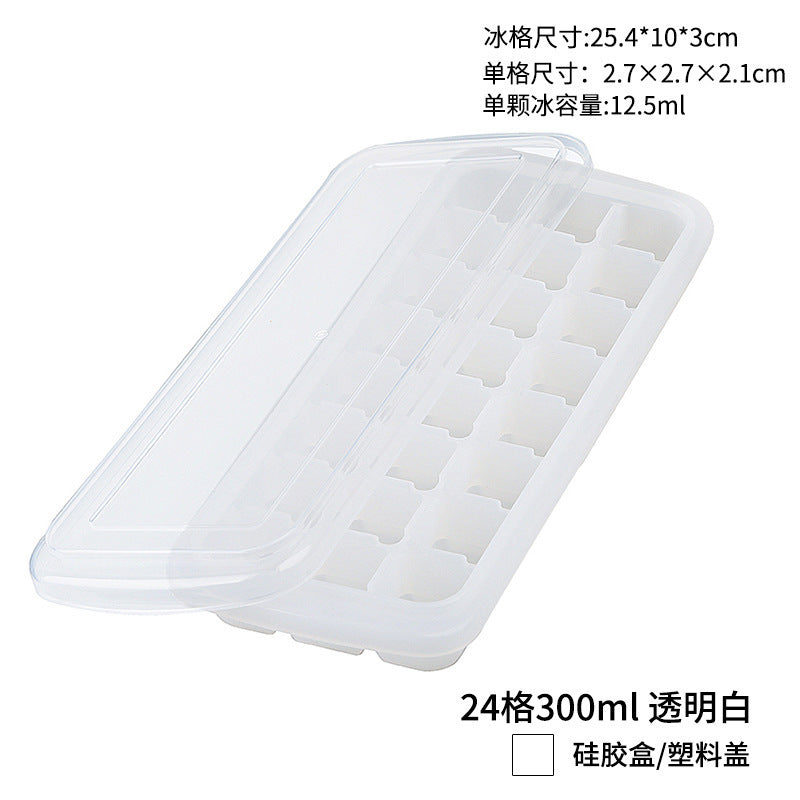 24 grids silicone ice tray ice cube ice making mold ice cube freezer frozen ice cube box making square ice box for home with lid